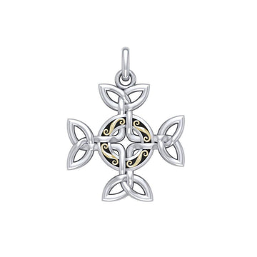 Celtic Knotwork Cross Silver and 18k gold accents Pendant MPD1816 - Jewelry